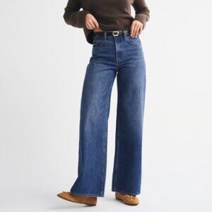 Abercrombie High Rise Wide Leg Jean - Medium Wash